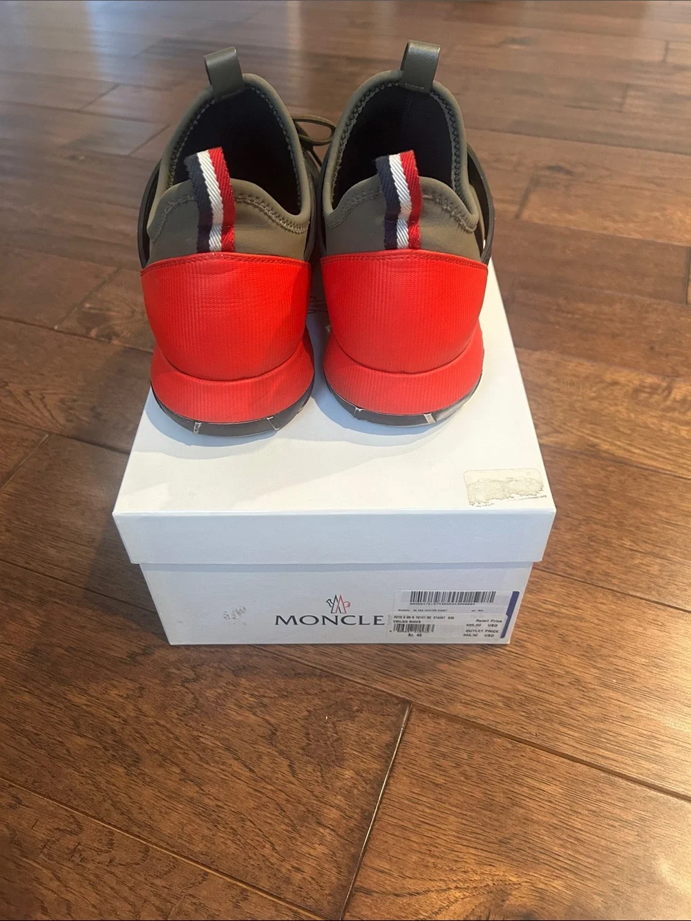 Moncler Olive Green and Red Men's Low-Top Sneakers